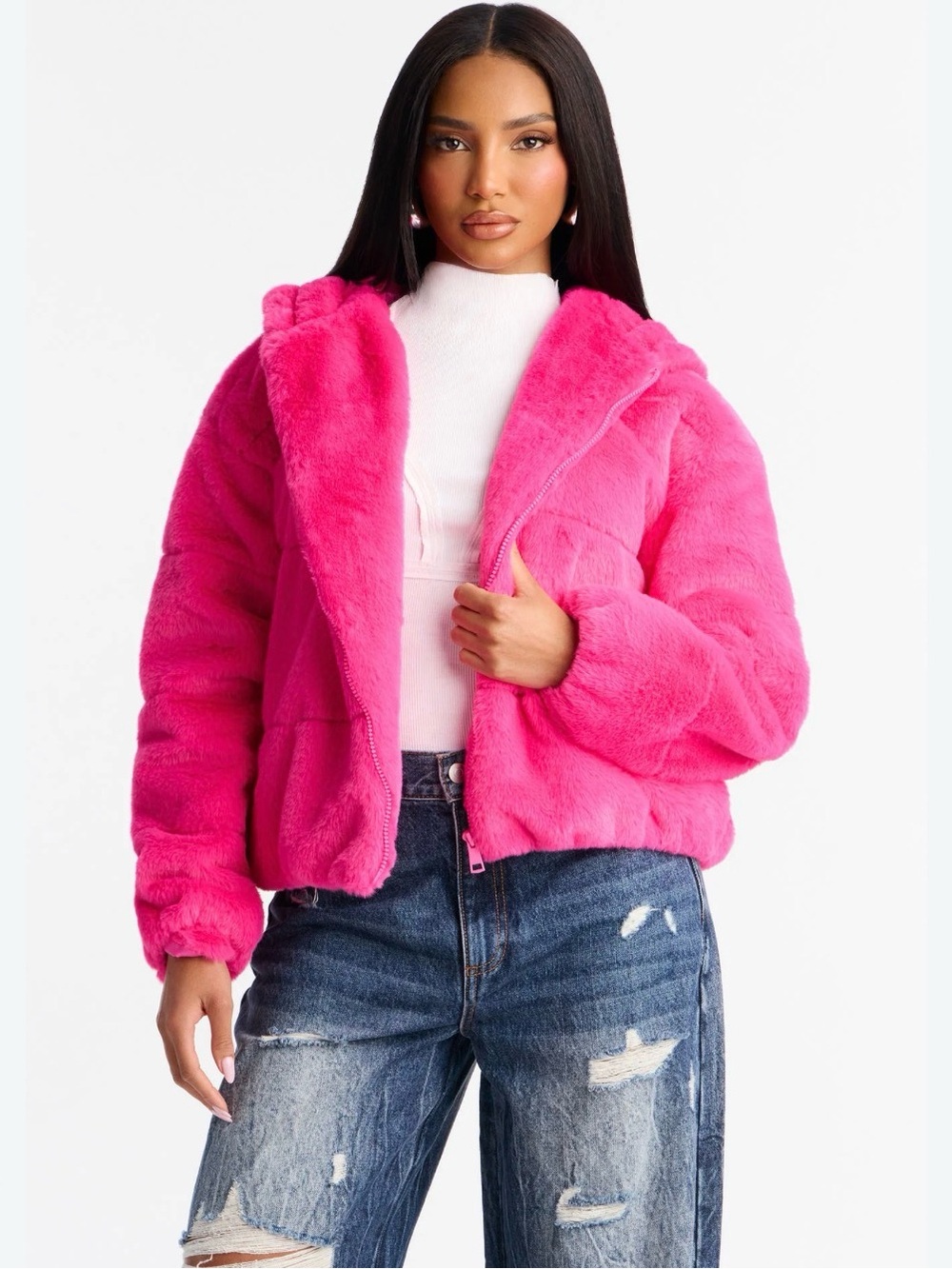Leah Fux Fur Jacket - Magenta